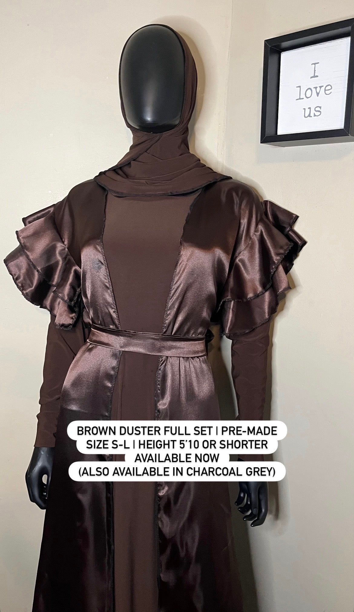 PRE-MADE Flutter Sleeve Brown Duster Set
