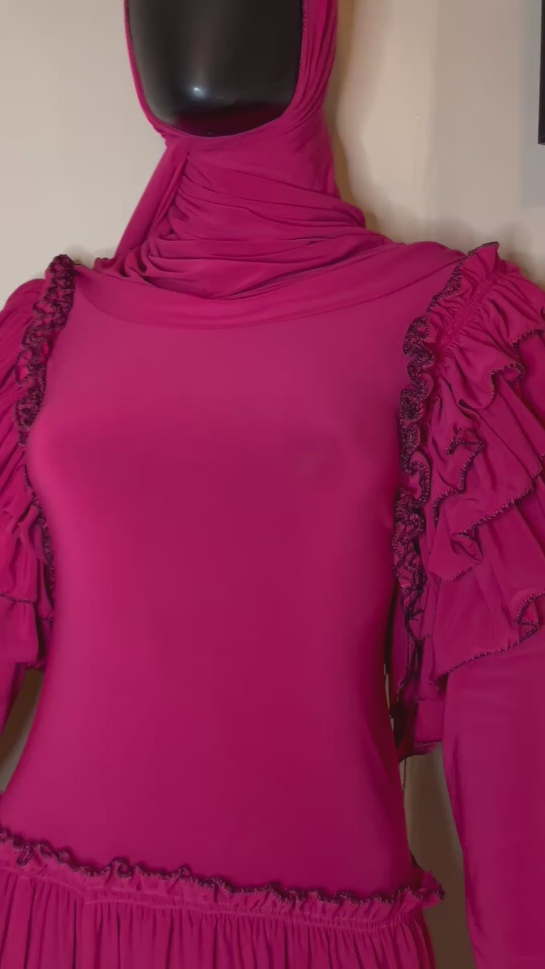 PRE-MADE Ruffled Shoulder Hot Pink Aline Set + Tier